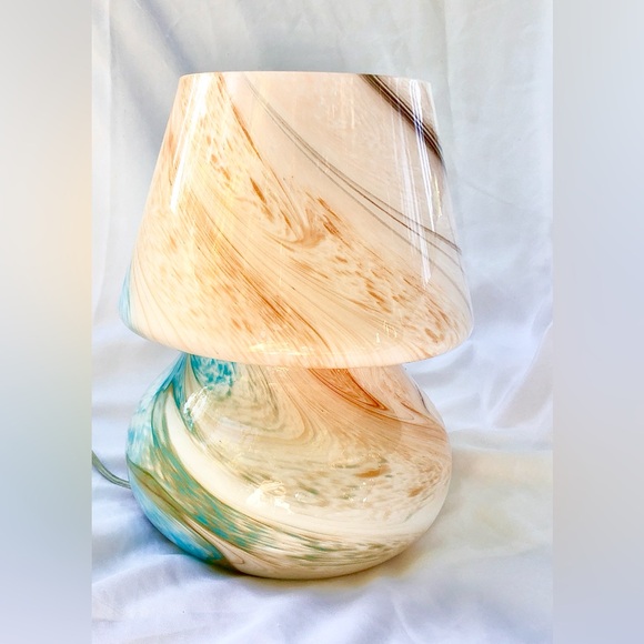URBAN OUTFITTERS | ANSEL GLASS TABLE LAMP MARBLE SWIRLS WATERCOLOR MULTI-COLOR - Picture 2 of 9